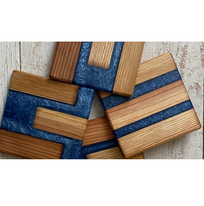 Nouveau design Meilleur sous-verre en résine époxy en bois d'acacia Dessous de verre en bois faits à la main pour boisson et thé d'Inde Dessous de verre en pierre - Product Image 5