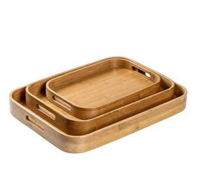 Modern Luxury Acacia Wood Round <b>Serving</b> Trays <b>Set</b> for Kitchen Home Restaurant & Wedding Decor - Product Image 5