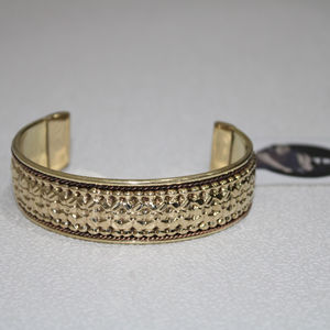 Antique Hammered Pattern Brass Cuff Bracelet Rings Woven <b>Wristband</b> (Cuff) Traditional Style Engraved Unisex Men's Bangles Gift - Product Image 1