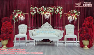 Chaise longue blanche italienne canapé de mariage scène de mariage mariée marié causeuse or blanc ensemble de canapés de scène de mariage - Product Image 3