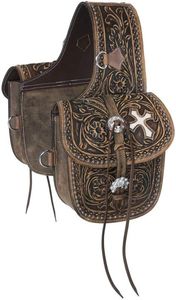 Handtooled Handcarved Genuine <b>Leather</b> Western Saddle Bag for Horse Equestrian Riding Custom Logo Stainless Steel Fittings - Product Image 2