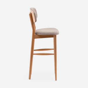 Silla de Bar moderna hecha de marco de madera de teca maciza con asiento y respaldo cubierto de tapicería para uso interior y exterior - Product Image 2