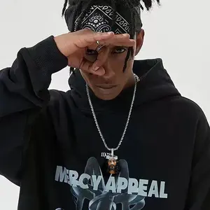 Collier pendentif tendance Hip Hop pour homme, finition or 14 carats, argent 925, style streetwear, bijoux statement, nouveau design, charme urbain - Product Image 4