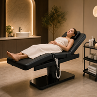 Table de soin électrique en acier inoxydable à 3 moteurs, hauteur réglable, revêtement noir, base stable pour salon de soins de la peau moderne