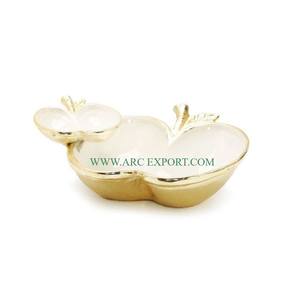 Ensemble de 2 bols de service pour collations uniques en aluminium plaqué or de différentes tailles - Product Image 5