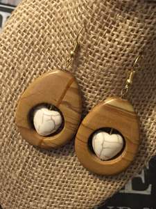 Pendientes de gota de madera orgánica vintage estilo de boda elegante - Product Image 2