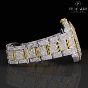 Reloj moderno VVS Diamond para hombre, esfera de 41mm, chapado en oro blanco y amarillo, esfera árabe helada, acero inoxidable, regalo de lujo para él - Product Image 4