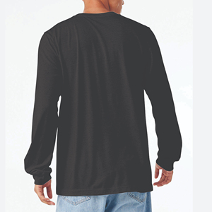 T-shirts à manches longues respirants pour hommes OEM T-shirts à manches longues en coton biologique mélangé en coton/poly vente en vrac - Product Image 4