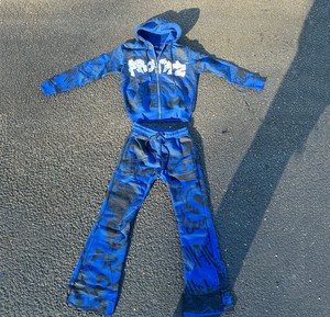 Venta al por mayor Serigrafía Carta Logo Gráfico Vintage Streetwear Lavado ácido Graffiti Zip up Sudadera con capucha Pantalones de chándal holgados Conjunto - Product Image 6