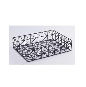 ถาดเสิร์ฟอาหารลวดตาข่ายดีไซน์หรูหราถาดเสิร์ฟอาหารโลหะสีดำดีไซน์ทันสมัยสำหรับบ้านโรงแรม - Product Image 1