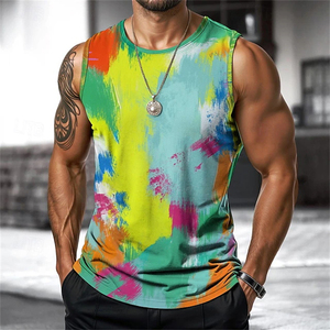 Camiseta sin mangas Transpirable Poliéster Alta calidad Gimnasio Deporte Bonded Singlet Hip Hop - Product Image 3