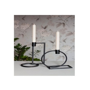 hot sale candle stick holder candle stick holder 2 pcs set <b>mate</b> black color finished candle holder - Product Image 1