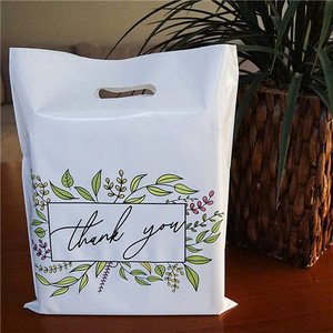 Vente en gros de sacs en plastique personnalisés avec logo sacs à poignée découpée, sacs à provisions pour épicerie, vêtements, chaussures, accessoires - Product Image 1
