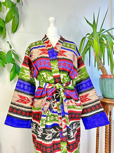 Kimono floral en mélange de laine de Yak unisexe motif géométrique urbain décalé citron vert décontracté été hiver automne tricoté printemps femmes - Product Image 5