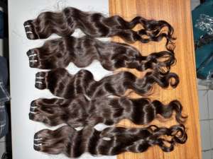 Extensions de cheveux humains vierges Remy de qualité supérieure, style vague naturelle indienne, donneur unique, double trame, double cheveux - Product Image 4