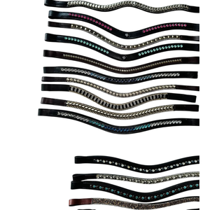 Bandas de Cuero con Cristales de Alta Calidad para Caballos, Hechas a Mano, con Pedrería Curva, Diseño Personalizado, Accesorios para Bridas Ecuestres, Entrenamiento de Caballos - Product Image 1