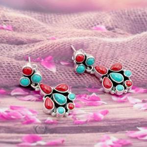 Pendientes de tuerca bohemios de Plata de Ley 925, regalo de boda elegante, Coral Natural multicolor, turquesa, joyería de moda para auriculares - Product Image 3