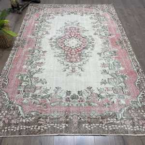 6.2x9.4 ft Rug, Vintage Turkish Large Rug, <b>Red</b> <b>Wool</b> Rug - Product Image 1