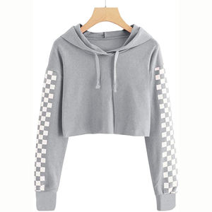 New Style Wholesale Cotton <b>Ladies</b> Blank GYM <b>Long</b> Sleeve Tracksuit Crop Tops Crop top <b>Sweatshirt</b> Custom LOGO Cropped Hoodies - Product Image 1
