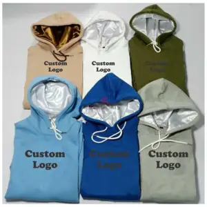 Sudadera con capucha personalizada de tejido de felpa para mujer con forro de satén y logotipo estampado sudadera informal de invierno en talla XL al por mayor - Product Image 1