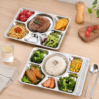Assiette repas compartimentée en acier inoxydable à 6 compartiments, robuste et durable, pour cantines scolaires, cafétérias, restaurants et hôtels (vente en gros)