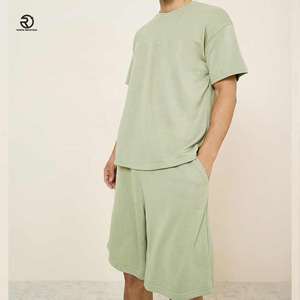 Ensemble short décontracté unisexe élégant pour homme 2 pièces T-Shirt à épaules tombantes Short à manches courtes et cordon de serrage pour homme - Product Image 5