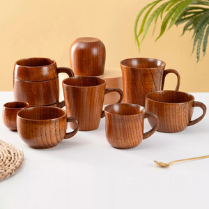 Nouveautés ensemble de tasses en bois d'acacia tasses à boire en bois avec logo personnalisé tasses à thé à boire les moins chères - Product Image 6