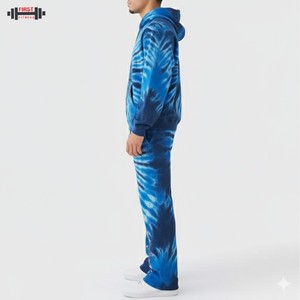 Survêtement à capuche pour hommes 100% coton polaire respirant lavage à l'acide fermeture éclair Logo imprimé solide saison d'hiver football Jogging - Product Image 3