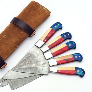 Jexmoo-Juego de cuchillos de chef de acero de Damasco hechos a mano, 5 unidades, cuchillos de cocina profesionales con mango de madera, regalo para cocineros - Product Image 4