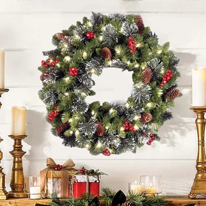 NATURAL PINE <b>CHRISTMAS</b> <b>WREATH</b> / HANDCRAFTED DESIGN / READY TO USE <b>FOR</b> FESTIVE HOLIDAY DECORATION - Product Image 5