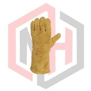 ถุงมือหนังสำหรับงานเชื่อม ถุงมือป้องกันอุตสาหกรรม ถุงมือดับเพลิง หนังแท้แบบแยกชิ้น ป้องกันไฟ ข้อมือถัก ระบายอากาศ ขนาด 14 นิ้ว - Product Image 3