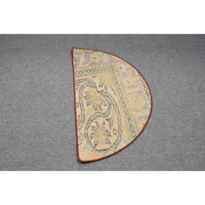 2.5x1.5 ft Turkish Vintage Rug, Round Rug, <b>Yellow</b> Ikat Rug - Product Image 3