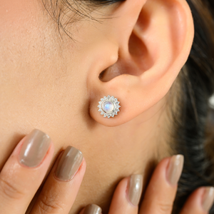 Pendientes de tuerca hechos a mano 100% con piedra lunar blanca auténtica, joyería fina elegante para regalo de aniversario, piedra natal de junio, gran oferta - Product Image 2