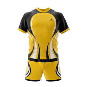 Camisetas de tamaño personalizable conjuntos de uniformes de rugby de tela transpirable cómoda de Color sólido de moda fabricados en Pakistán - Product Image 2