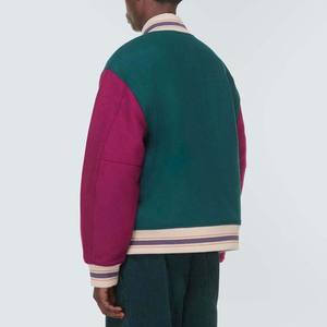 Blouson Bomber en Satin Vert et Blanc 2025 pour Hommes – Style Universitaire Équipe de Football Américain - Product Image 5