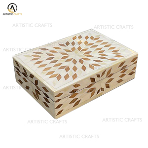 Handmade Bone & <b>Wood</b> Inlay Box <b>Flower</b> Design Handcrafted Luxury Decorative Box - Product Image 1