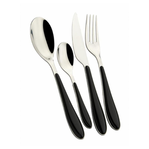 Juego de cubiertos de 4 piezas de acero inoxidable de estilo moderno hecho a mano al por mayor, juego de cubiertos con mango de plástico para uso en cenas de Hotel - Product Image 1