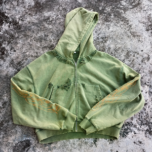 Sweat à capuche zippé 500 g/m² délavé à l'acide, effet soleil délavé, motif DIY, logo personnalisé, broderie 3D, streetwear, effet vieilli, sweat à capuche d'hiver délavé au soleil - Product Image 5