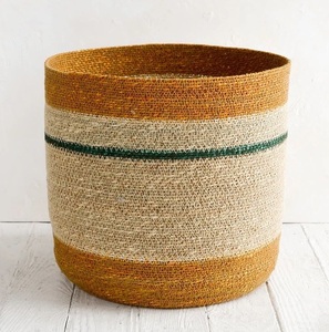 Maceta Tejida de Pasto Marino Resistente con Rayas Irregulares para Decoración de Jardín Interior y Exterior, Macetas y Jardineras - Product Image 2