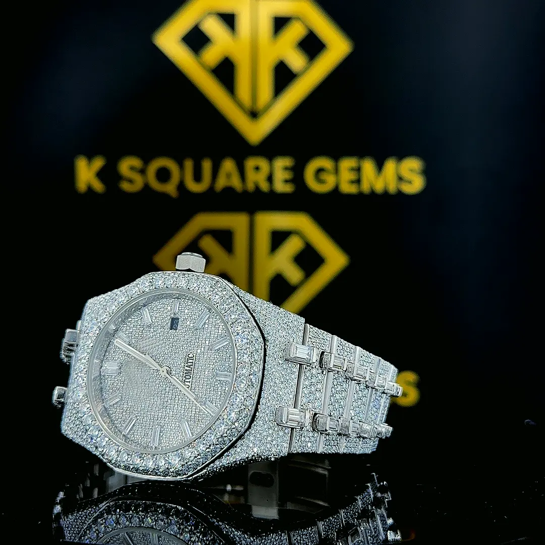 Direct Factory Price Diamond Watch Moissanite Diamond Studded Analog Watch From India