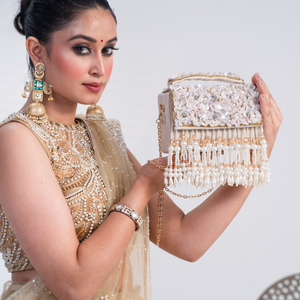 Bolso de mano clásico de moda indio con cuentas de gamuza para mujer, ideal para bodas y fiestas, de alta calidad. - Product Image 1
