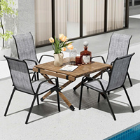 Chaise de salle à manger d'extérieur moderne, légère, confortable et empilable, avec structure en acier, maille respirante, écologique, pour patio, jardin, balcon