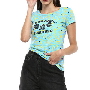 T-shirt d'été décontracté pour femmes T-shirt en coton et polyester avec impression numérique en gros imprimé avec logo personnalisé - Product Image 2