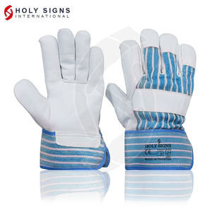 Tela transpirable azul de alta calidad con puños Guantes de trabajo de cuero de grano de vaca Anti-Corte 4 5 PPE Guantes de trabajo múltiples de seguridad - Product Image 4