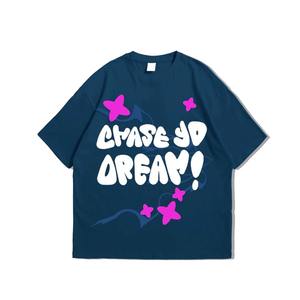 Camiseta de hombro caído de gran tamaño personalizada para hombre, ropa de calle de algodón 100% de corte regular con logotipo de serigrafía abullonada, secado rápido - Product Image 4