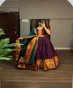 ชุดทำงานผ้าคอตตอนแท้ทันสมัยพิมพ์ลาย zari มีเข็มขัด dupatta ใส่ในเทศกาลเสื้อผ้าพื้นเมือง dupattas - Product Image 5