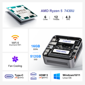 Ninkear M7 Mini <b>PC</b> AMD Ryzen 5 7430U 16GB DDR4 512GB SSD 4K Triple Display <b>WiFi</b> 6 BT5.2 Windows 11 Pro <b>for</b> Office - Product Image 2