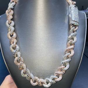 สร้อยคอไข่มุกสีขาว Infinity Luxury Link Chain ขนาด 10/12 มม. ประดับเพชร Moissanite คุณภาพ VVS1 หรูหรา ผ่านการทดสอบด้วยเครื่องตรวจสอบเพชร - Product Image 1