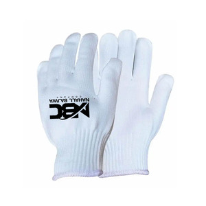 Guantes de trabajo de seguridad de punto de algodón y nailon blanco, 2023 - Product Image 1