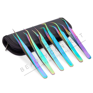 Pince à épiler en acier inoxydable de bonne qualité, couleur arc-en-ciel, par concept de beauté écologique - Product Image 6